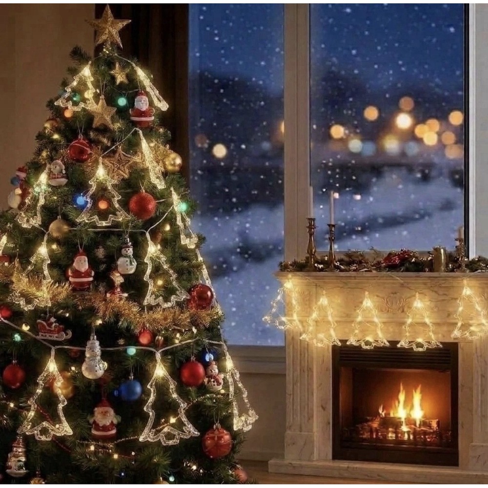 LYUBASA 6 Lighted Christmas Trees Indoor/Outdoor Hanging Decor LED Remote